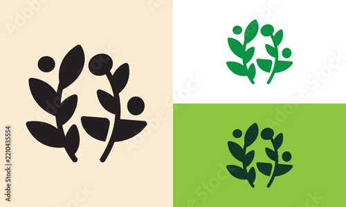 Modern Minimalist Botanical Leaves Vector Logo Design