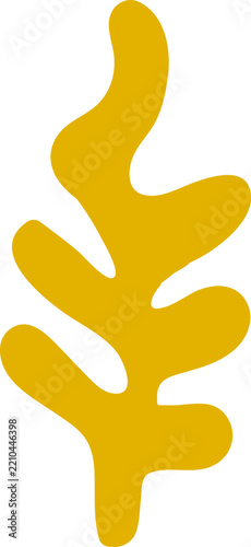 Abstract Organic Shape Collection 011 - Yellow Botanical Leaf Branch Shape Vector