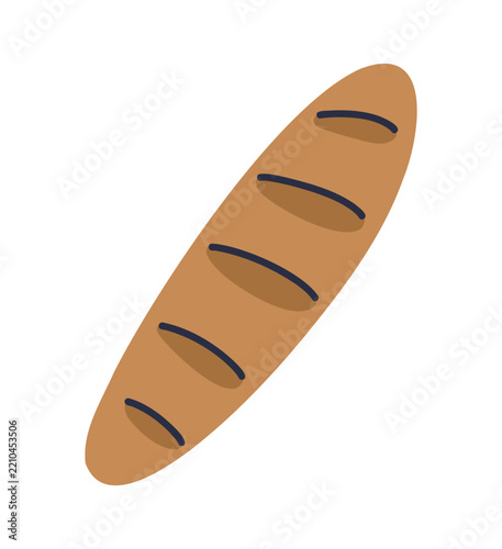 Fresh Loaf of Bread Flat Vector Illustration