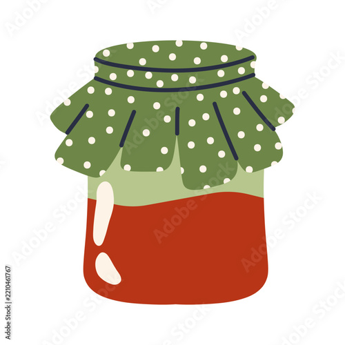 Homemade Red Berry Jam in Glass Jar