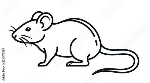 Isolated Outline Drawing of a Cute Mouse