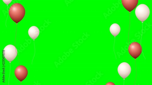 Rose Gold and White Balloons Celebration Background Green Screen Animation