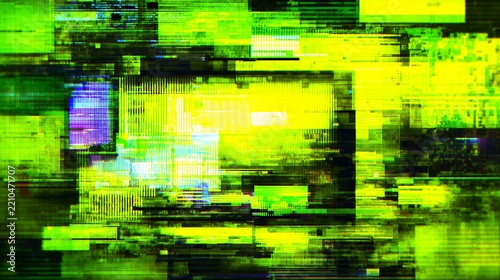 green and yellow pixelated glitch art overlay, retro vhs blocky distortion texture, corrupted screen digital noise background
