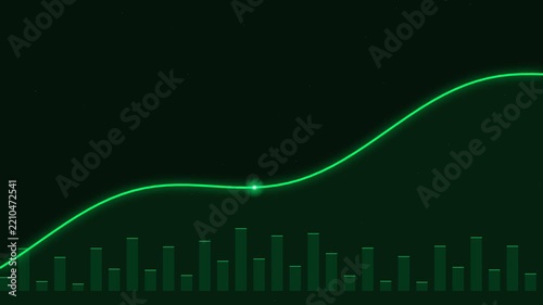 Glowing green financial chart showing upward stock market growth trend.