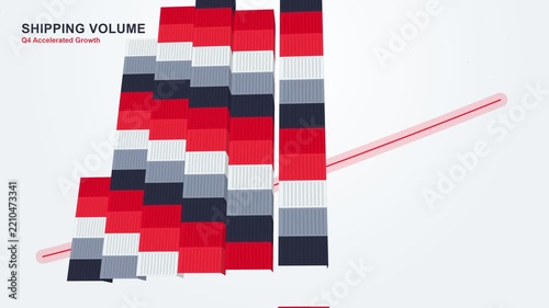 Shipping Volume Accelerated Growth Graph Animation With Cargo Freight Containers
