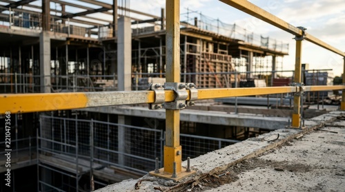 Modular Guardrail Installed on Construction Site Supporting Safety Measures for Urban Development