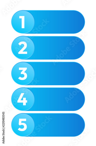 Niebieska lista numerowana od 1 do 5