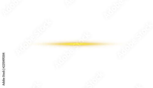 Soft golden yellow glowing light streak, thin horizontal oval glare with fading edges, overlay on transparent background.