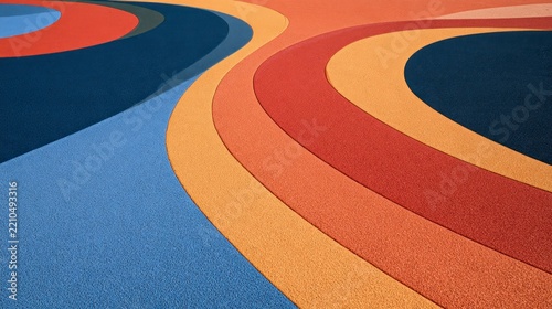 Colorful Abstract Wavy Patterns on a Textured Rubberized Surface with Vibrant Concentric Curves