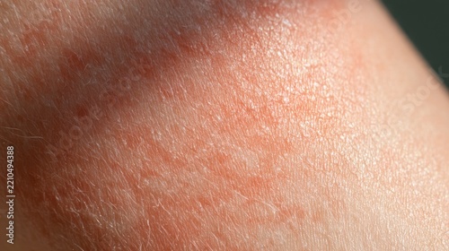 Macro Close-up of Red Irritated Skin Rash, Eczema, or Allergic Reaction