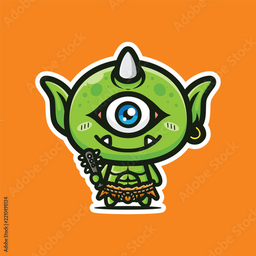 cute one-eyed green monster