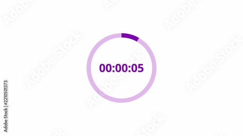 One minute count up animation with alpha channel, 1 minute circle count up timer from 0 to 60 second on transparent background, 60 seconds 4k countdown video