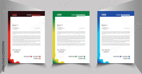 Minimal Corporate Business Letterhead Design Template with Logo Space for Company Branding
