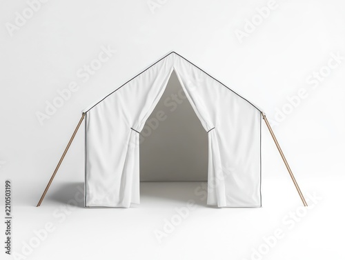 White canvas tent on a plain background