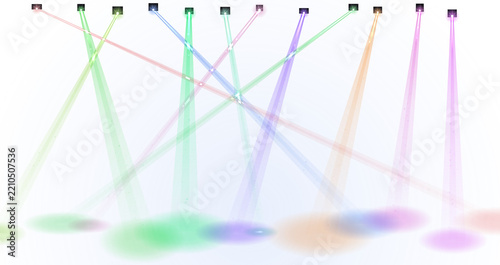 Stage lighting beams isolated on transparent background, colorful spotlight rays for concert and event production light beam
