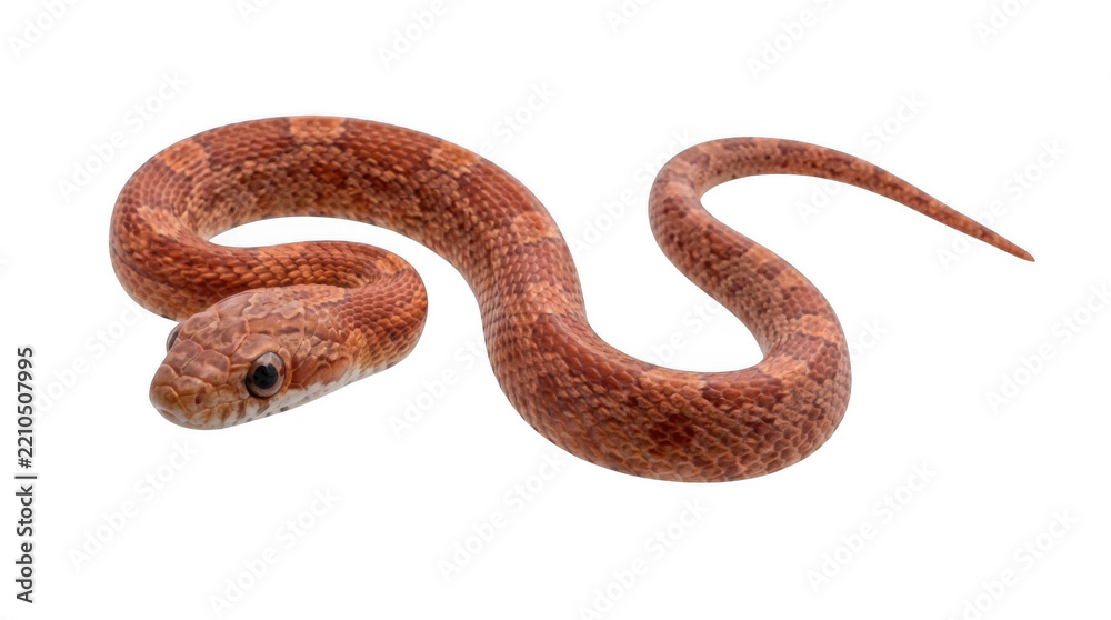 Fototapeta premium Small brown snake with textured skin crawling on the ground isolated on transparent background