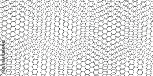 Honeycomb seamless hexagon pattern. Black and white color wallpaper. Honey comb background. Vector illustration.