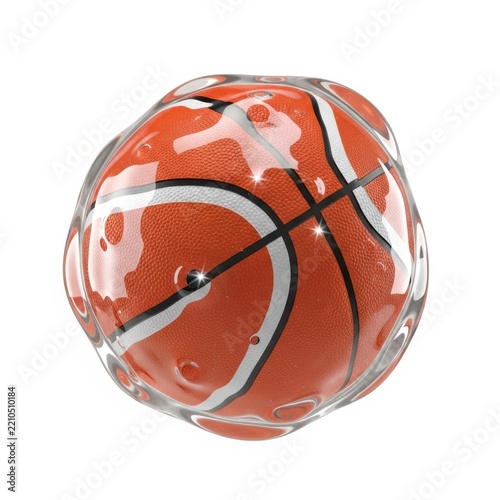 Abstract artistic depiction of a spherical object with dynamic color patterns isolated on transparent background