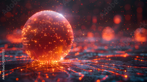 Glowing Artificial Intelligence Chatbot Core with Digital Connections
