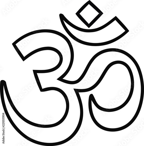 om symbol outline, hindu spiritual Black and white 