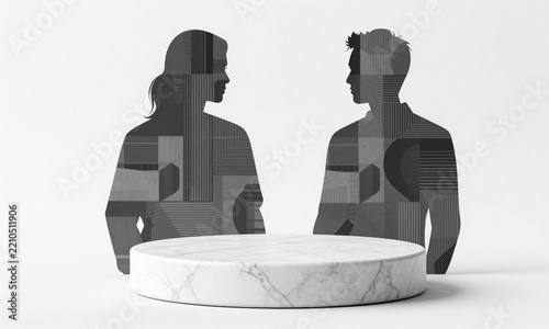 minimalist white marble display stand intricate grey veining set clean even white studio lighting backdrop