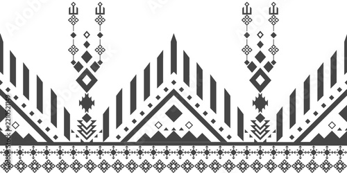 Traditional Geometric Border Pattern with Ethnic 