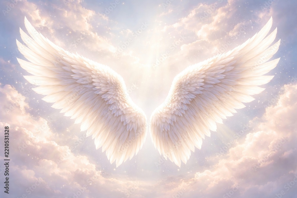Obraz premium Heavenly angel wings in radiant sky