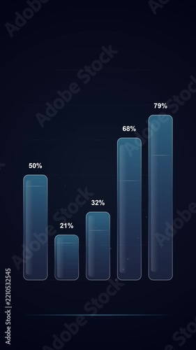 3D Glassmorphism Bar Chart Infographic Motion Graphic