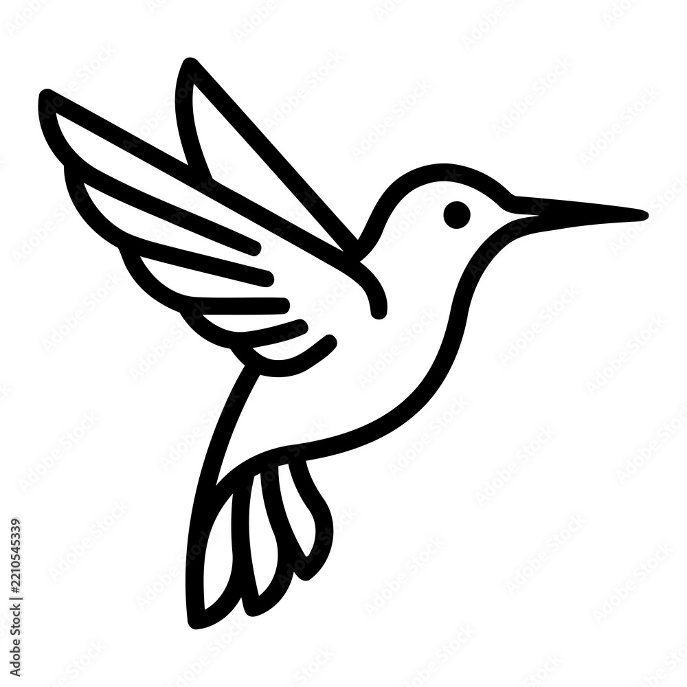 Obraz premium Flying hummingbird or swallow line art icon