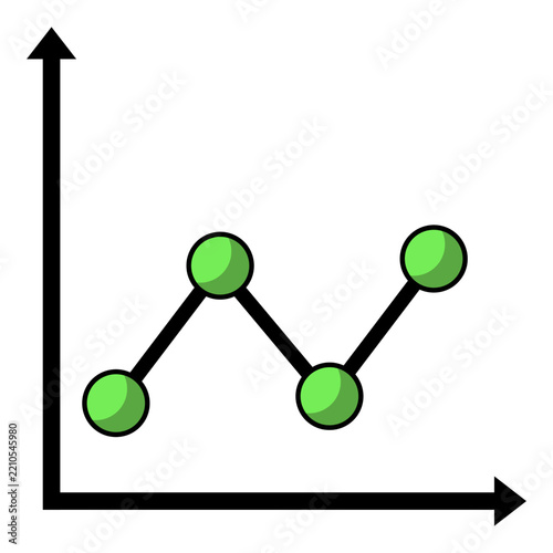 Line Graph Chart Icon Vector Flat Design for Business Analytics Data and Market Growth