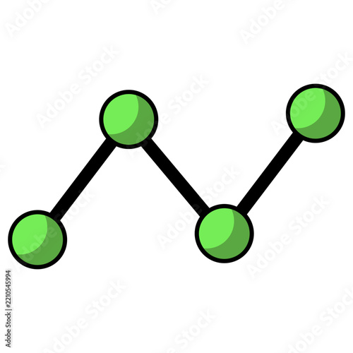 Line Chart Data Points Icon Vector Flat Design for Analytics Graph Network and Trend