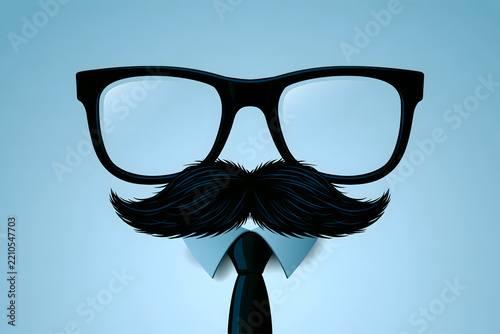Mustache Glasses and Tie Minimal Icon, Men's Day and Masculinity Concept Illustration