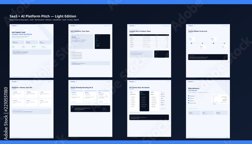 SaaS AI Platform Pitch Template B2B Software Proposal Vector A4 Layout