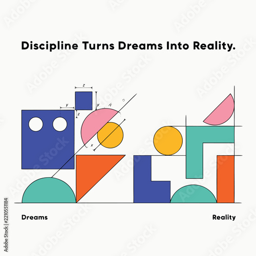 Discipline Turns Dreams Into Reality Motivational Success Infographic Vector