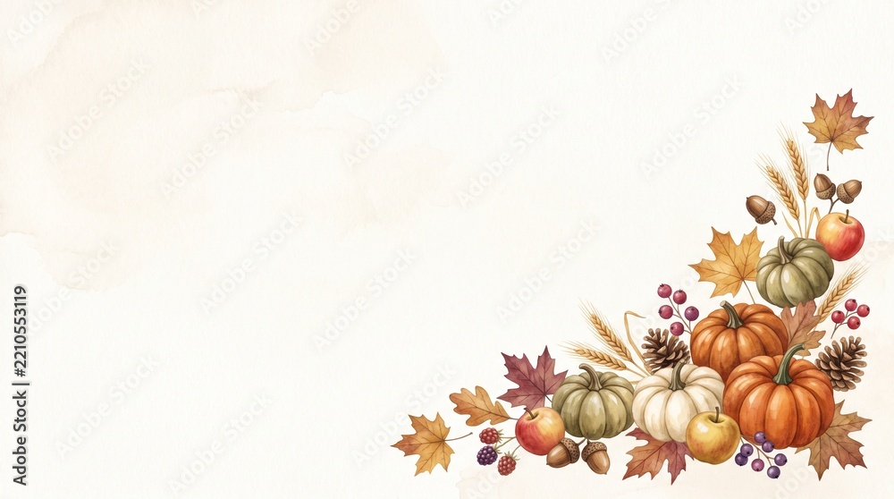 Fototapeta premium autumn background with leaves and pumpkins