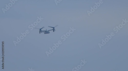 Osprey military plane flying in slow motion