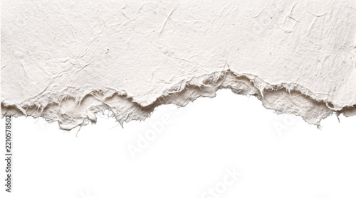 Torn paper texture with jagged edge on isolated background