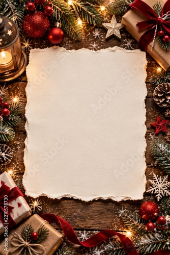 Festive Decorations With Blank Paper for Holiday Messages or Letters