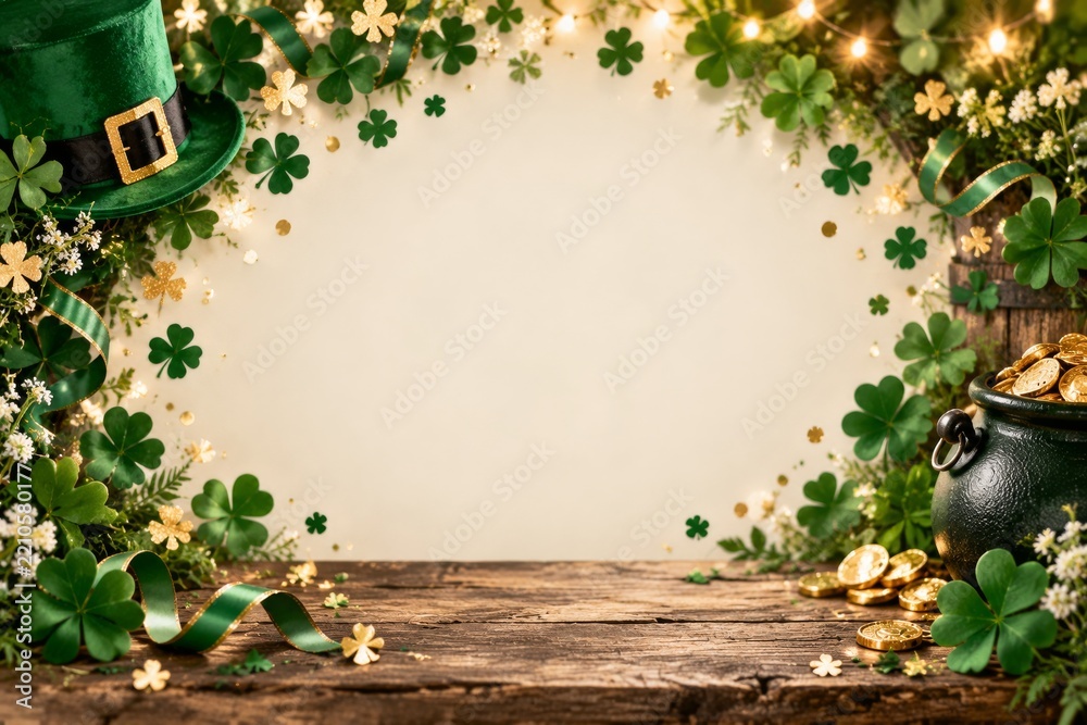 Obraz premium Decorative Scene With Green Elements for St. Patricks Day Celebration