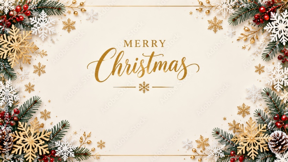 Obraz premium Merry Christmas Design Featuring Decorations and Festive Elements for Holiday Celebration
