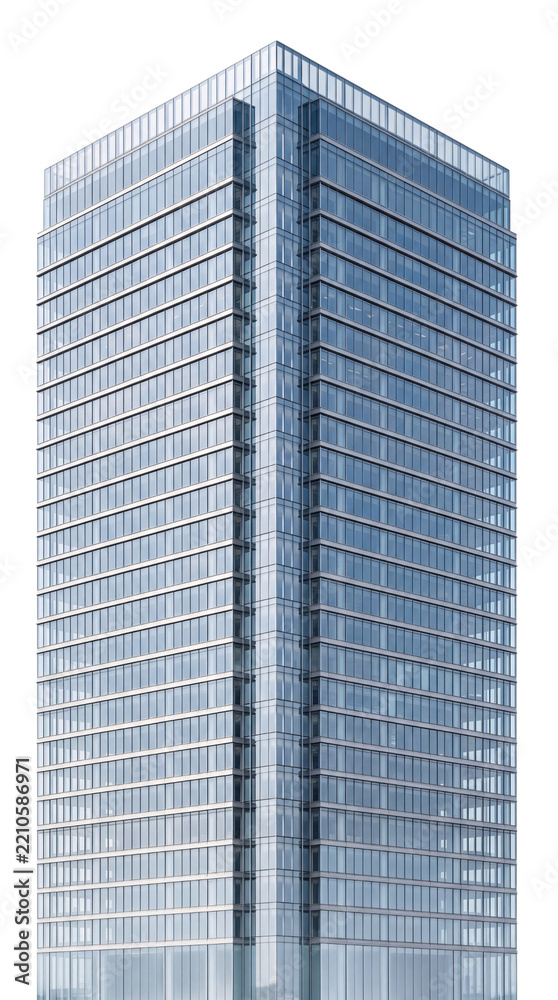 Fototapeta premium Sleek glass skyscraper with isolated on png transparent background