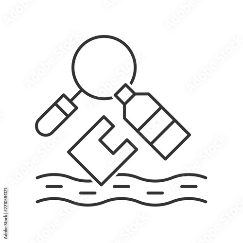 Water Pollution Search Icon - Plastic River Find Icon