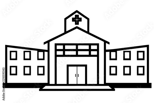 hospital building vector illustration and white background.
