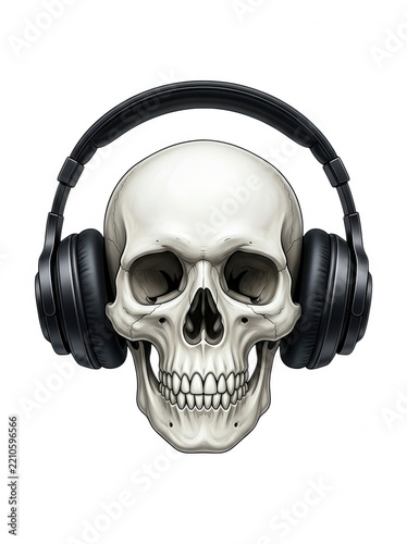 Skull Wearing Headphones Transparent Background
