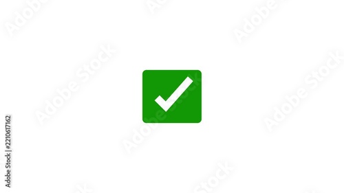 Green Square Check Mark Icon Symbol Animation Motion Graphic Isolated on White Background for