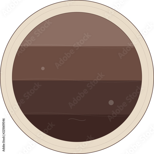 Circular Vintage Stamp Graphic Depicting Layered Soil Strata Enhancing Natural Carbon Sequestration Through Diverse Organic