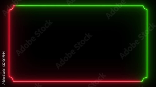 Glowing Neon Border Frame Green Red Abstract Background Futuristic Design Element glowing frame