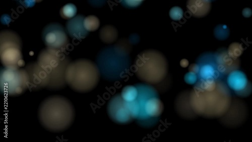 Cyan and Teal Blue Bokeh Lights on Black