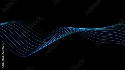 Layered Electric Blue Wave Lines on Black