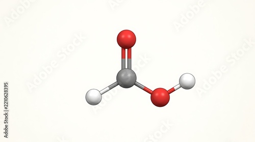 Formic acid molecular structure model isolated on white background